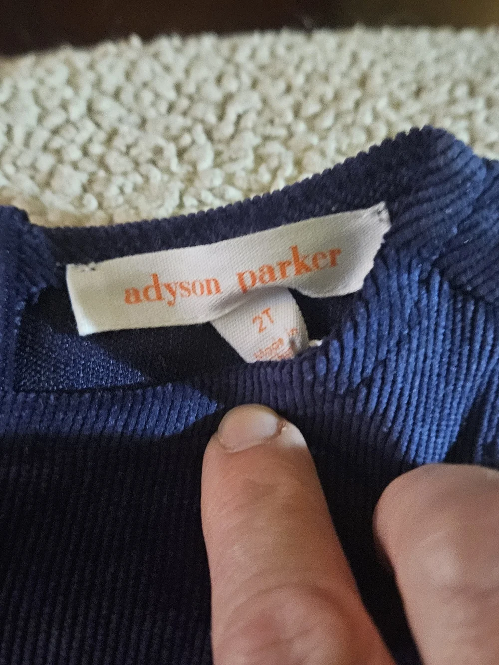 Adyson Parker Navy Blue Corduroy Dress with Heart Patch